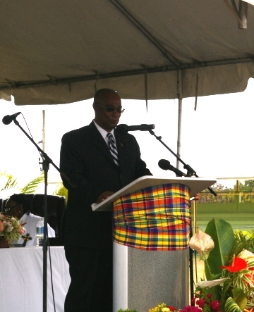 Premier of Nevis, Hon. Joseph Parry speaking at the Funeral